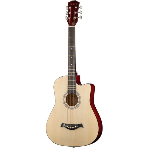 FT-D38-N Акустическая гитара, с вырезом, цвет натуральный, Fante вестерн гитара fante ft d38 rds без звукоснимателя sunburst