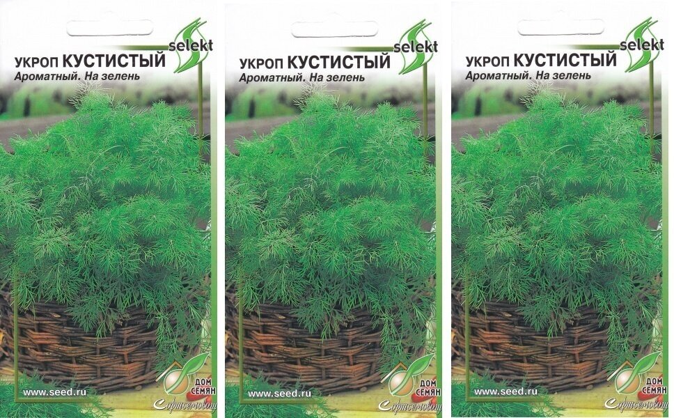 Укроп Кустистый ароматный, на зелень, 3 упаковки по 750 семян