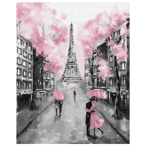 фото Картина по номерам "серо-розовый париж", 40x50 см вангогвомне