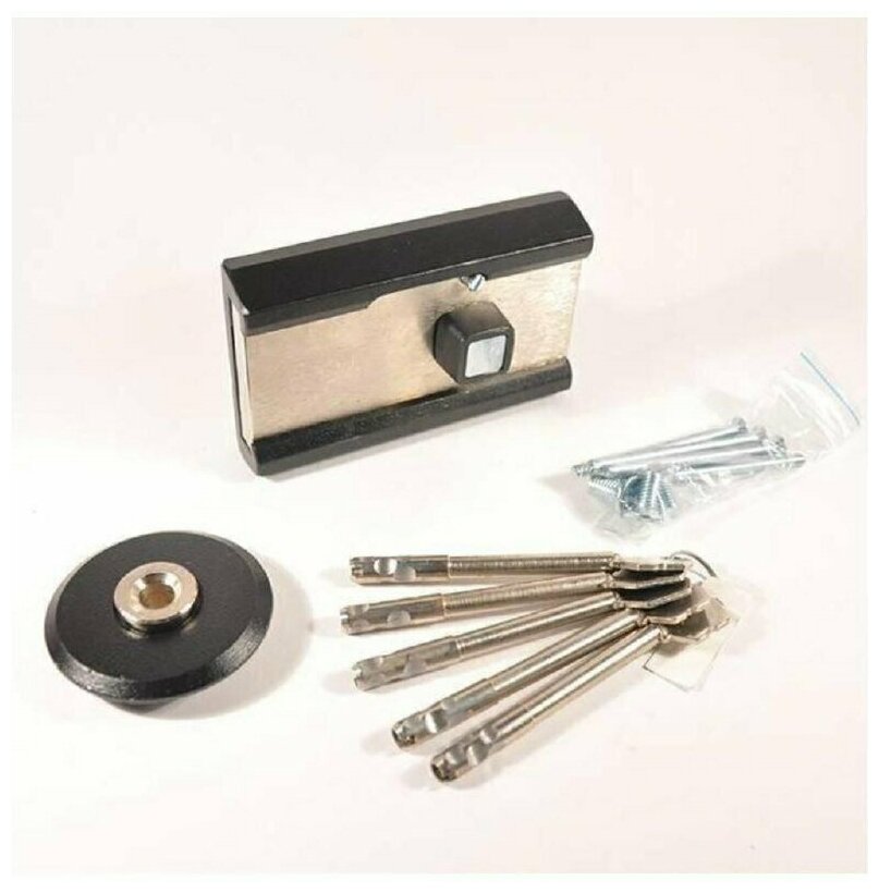 Замок накладной Поливектор Барьер 2 МК Гост 3, цвет чёрный - фото №11