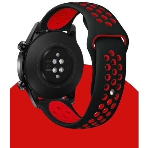 Ремешок для смарт-часов фитнес-браслета универсальный 20 мм Nike силиконовый найк перфорация браслет Xiaomi Samsung Huawei Honor черный красный 249₽