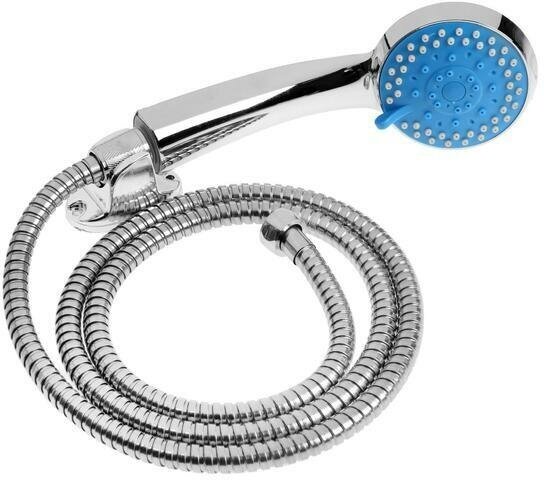 фото Набор для душа ZEIN Z0705, шланг 150 см, держатель, лейка 5 режимов, синий/хром