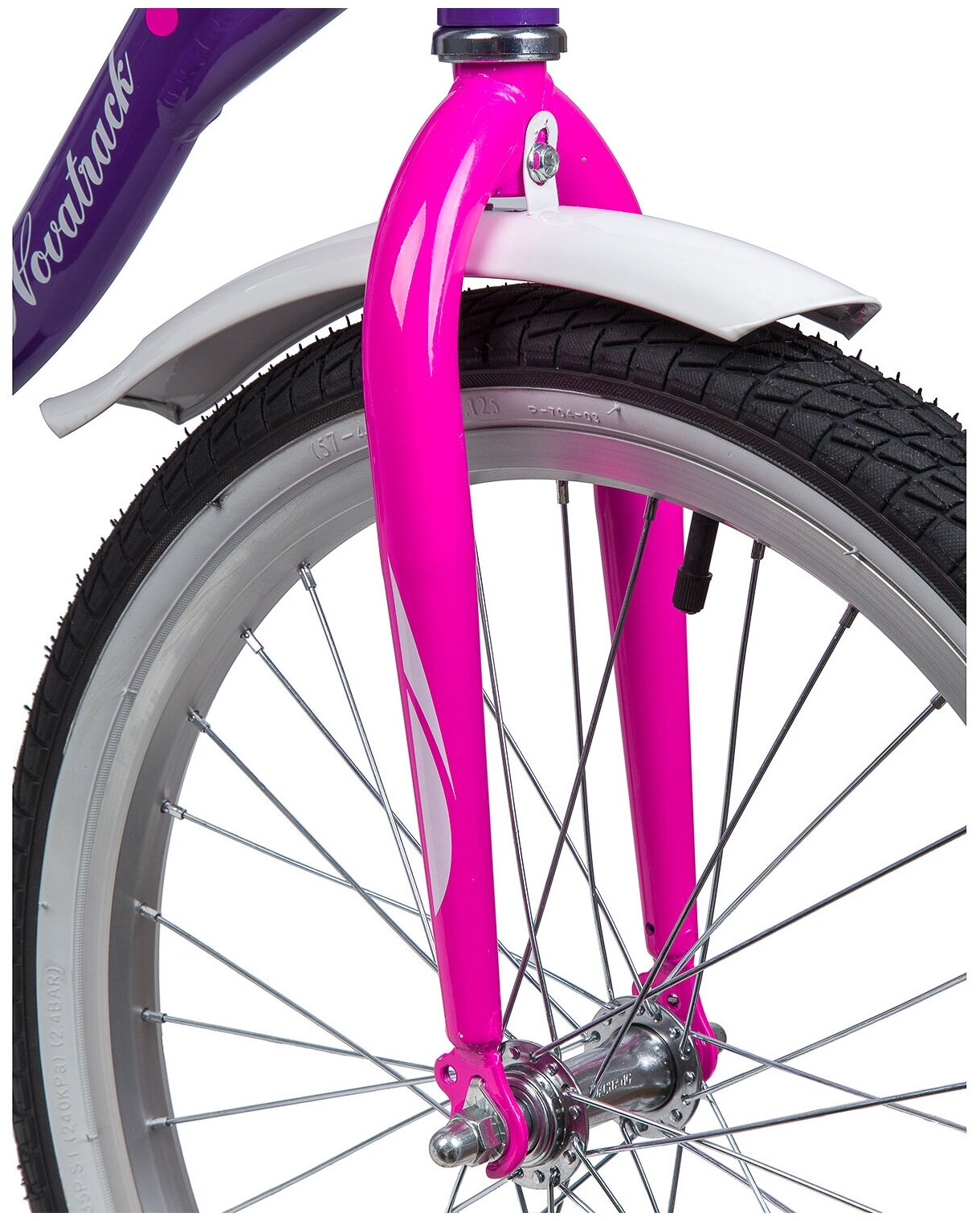 Велосипед NOVATRACK ANGEL 20" (2019) (Велосипед NOVATRACK 20", ANGEL, фиолетовый, алюм. рама, тормоз нож, крылья)