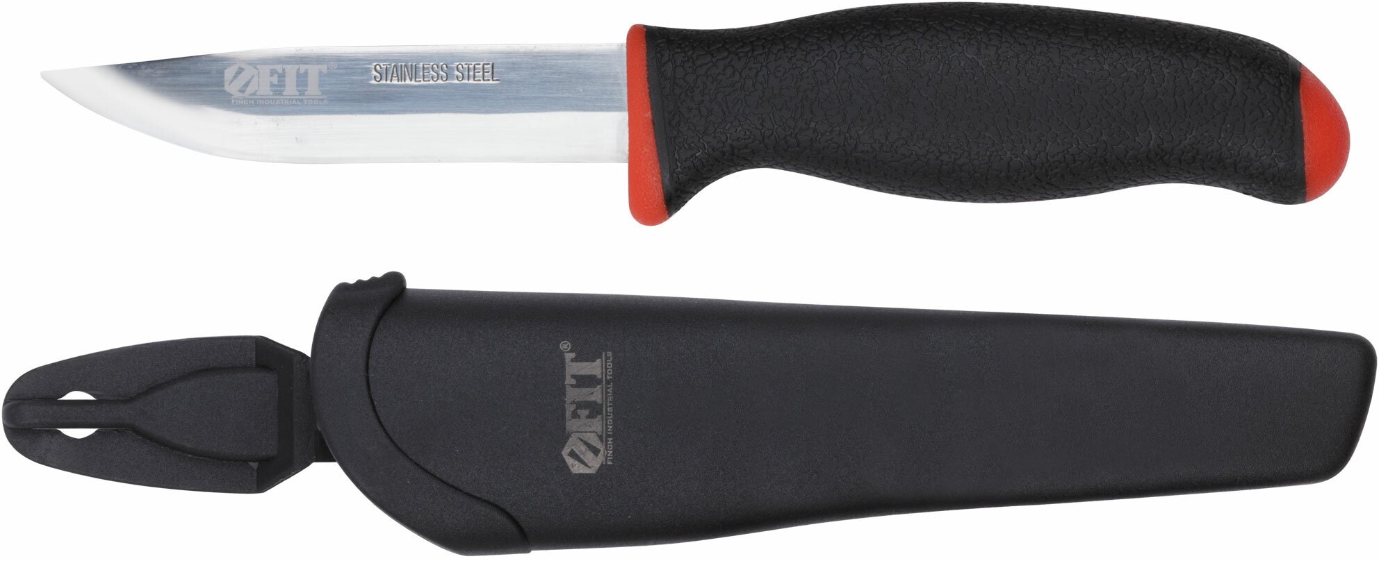 Монтажный нож FIT 10611 нерж. сталь, прорезиненная ручка
