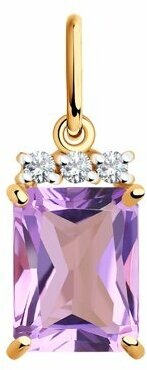 Подвеска Diamant online, золото, 585 проба, фианит, аметист