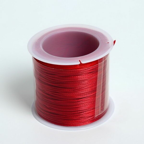 Шнур вощеный из полиэстера d=0.5 мм, L=50 м, цвет красный