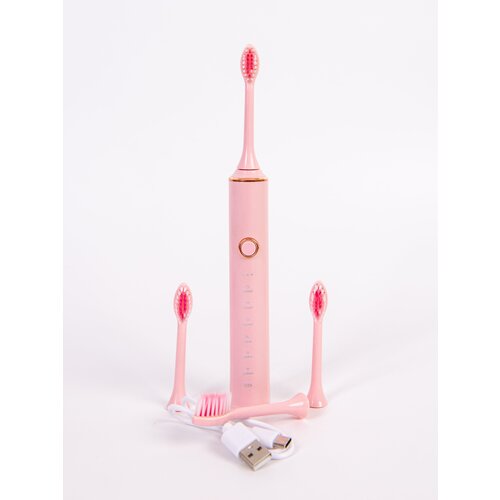 Ультразвуковая зубная щетка 6 режимов 4 насадки usb-зарядка розовый 86000₽
