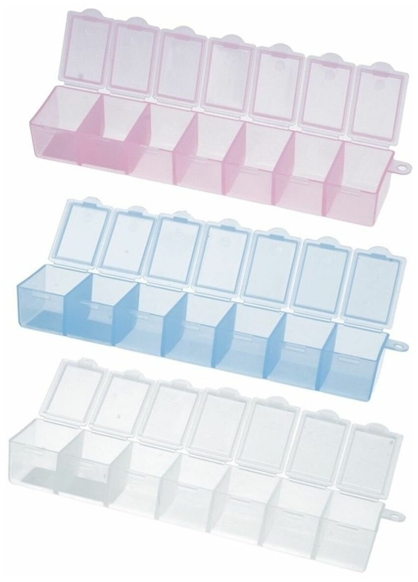 Контейнеры пластиковые для хранения T-35 3 шт., голубой, розовый, прозрачный