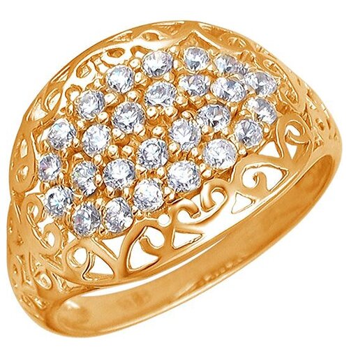 фото Эстет кольцо с 26 фианитами из серебра с позолотой 01к1511416а, размер 17