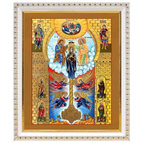 Икона Божией Матери Ключ Разумения, в белой пластиковой рамке 17,5*20,5 см