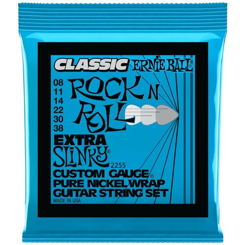 Струны для электрогитары Ernie Ball 2255 Extra Slinky Classic Rock N Roll Pure Nickel 8-38