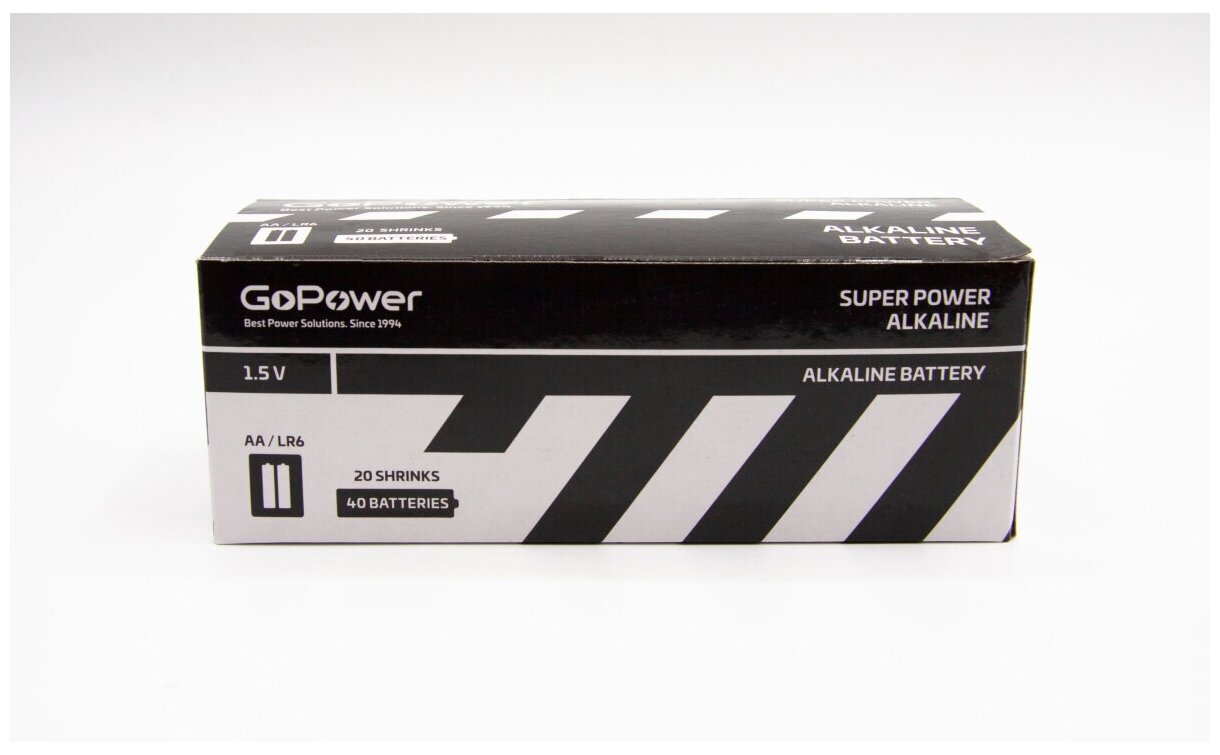 Батарейка GoPower LR6 AA Shrink 2 Alkaline 1.5V (2/40/800) коробка (40 шт.) GoPower LR6 AA Shrink 2 Alkaline 1.5V (00-00015599) - фото №2