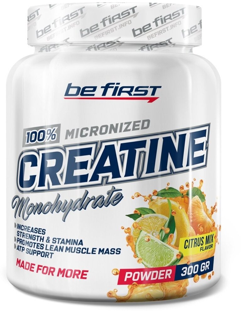 Be First Creatine Monohydrate Powder 300 гр Банка (Be First) Цитрусовый микс