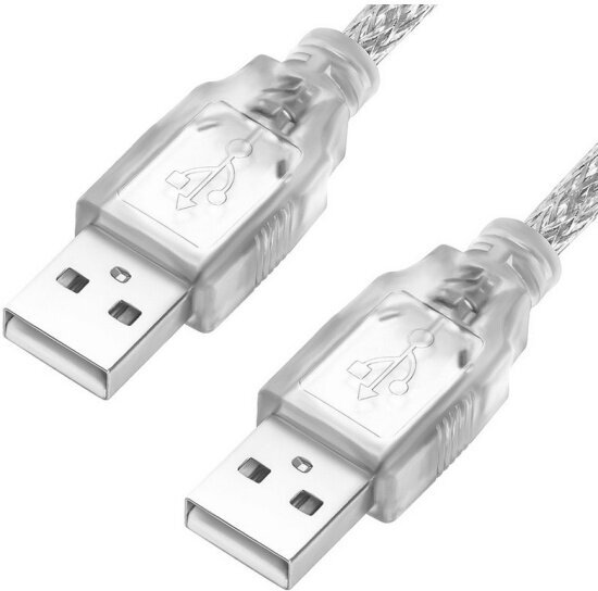 Кабель Greenconnect USB 2.0 AM/AM, прозрачный, 28/28 AWG, экран, армированный, морозостойкий, 0.5m GCR-UM3M-BB2S-0.5m (GCR-UM3M-BB2S-0.5m)