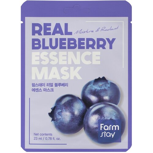 FarmStay Маска тканевая для лица с черникой - Real blueberry essence mask, 23мл