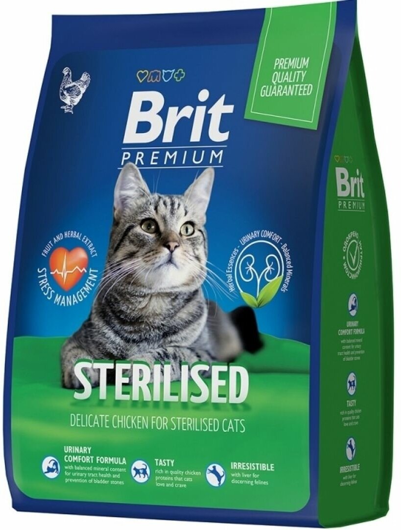 BRIT PREMIUM, Сухой корм с курицей для стерилизованных кошек "Cat Sterilised Chicken", 400 г