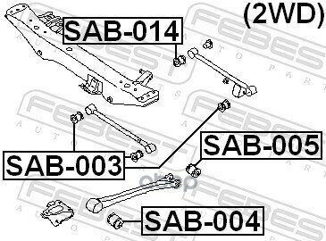 Сайлентблок Рычага Subaru Forester/Impreza/Legacy Зад. подв. Febest арт. SAB-003