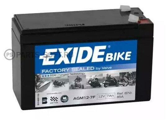 EXIDE AGM127F EXIDE AGM12-7F_аккумуляторная батарея! + слева 7Ah 85A 150/65/95 moto AGM\