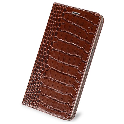 фото Чехол-книжка mypads premium для samsung galaxy c9 pro (sm-c9000) из качественной импортной натуральной кожи теленка с фактурной прошивкой рельефа кожи крокодила экзотический коричневый