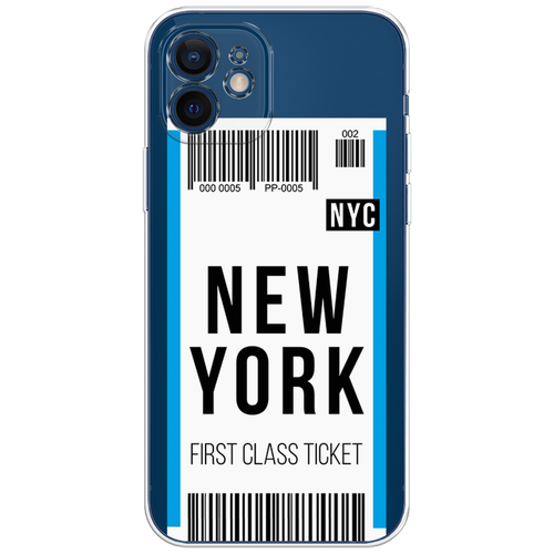 Силиконовый чехол на Apple iPhone 12 mini / Айфон 12 Мини Билет в Нью-Йорк, прозрачный силиконовый чехол на apple iphone 12 айфон 12 билет в нью йорк прозрачный