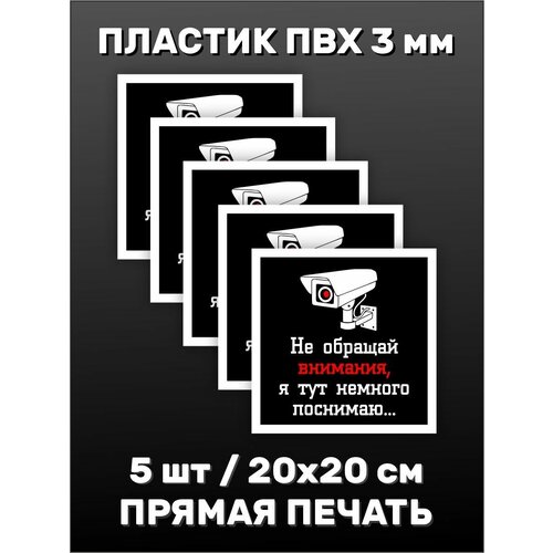 Информационная табличка на дверь - 5 шт. Видеонаблюдение 20х20см