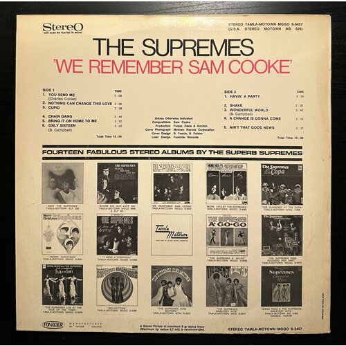 Виниловая пластинка The Supremes We Remember Sam Cooke (Голландия 1965г.)