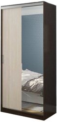 Шкаф-купе для спальни Стендмебель Альянс 1.0, (ШхГхВ): 100х61х220 см, венге/дуб белфорт