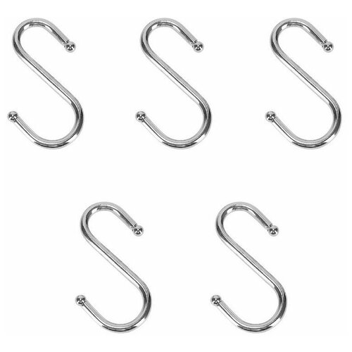 Крючок для рейлинга / крючок на рейлинг одинарный хром (комплект 5 шт.)