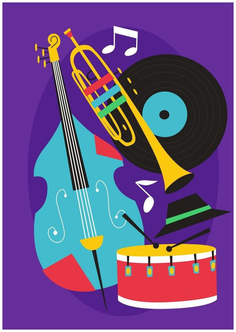 Постер / Плакат / Картина на холсте Музыка - Джазовые инструменты