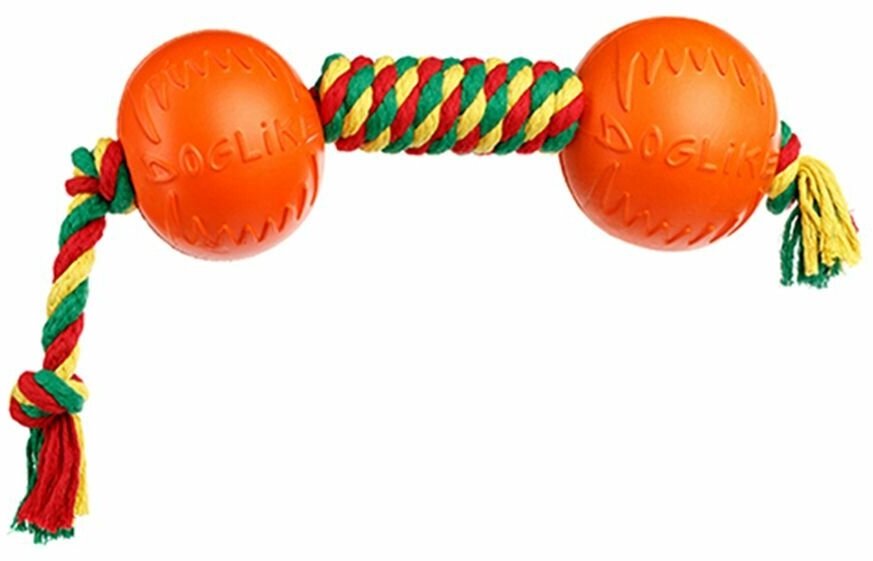 Dental Knot Гантель канатная малая (Красный-желтый-зеленый) Doglike - фото №5