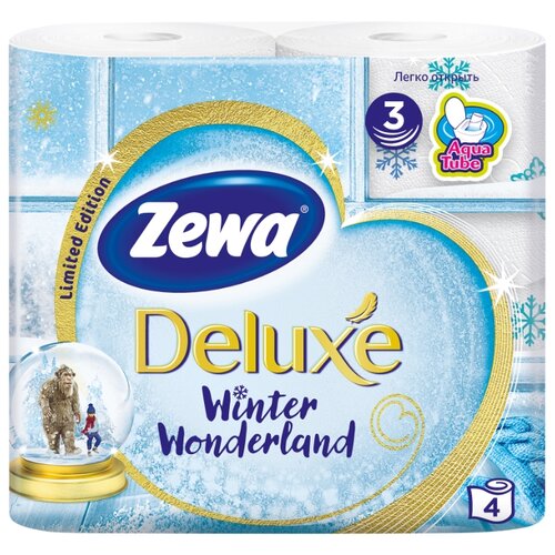 фото Туалетная бумага Zewa Deluxe Delicate Care белая трёхслойная, 4 рул.