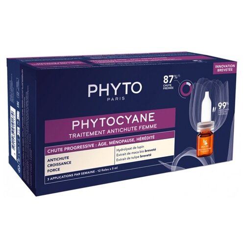 PHYTO фитоциан сыворотка против выпадения волос для женщин, 12 флаконов по 5 мл