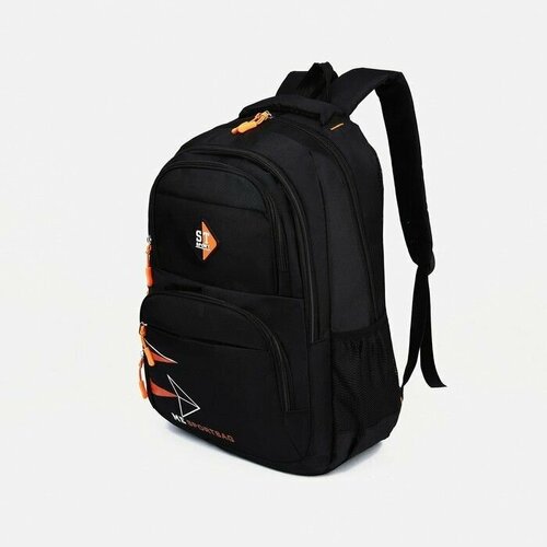 Рюкзак на молнии, 3 наружных кармана, цвет чёрный/оранжевый школьный ранец для женщин стильный ученический рюкзак в стиле харадзюку для учеников младшей и старшей школы классный кавайный мужской
