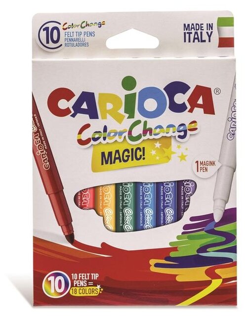 Фломастеры Carioca ColorChange 10 штук, 9 цветов + 1 изменяющий цвет 770055