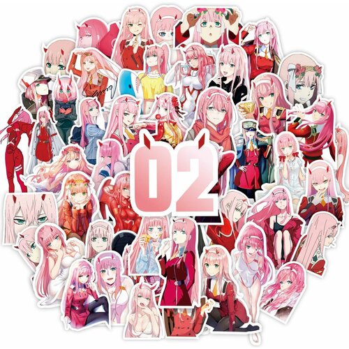 Наклейки Аниме / Код 002 / Darling in the Franxx / водостойкие / 60шт (3-6см)