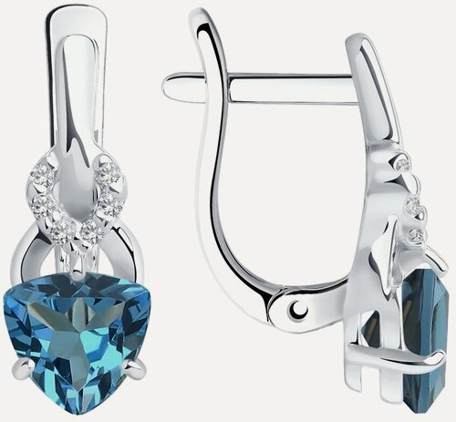 Изображение товара Серьги, серебро, 925 проба, родирование, Лондон топаз