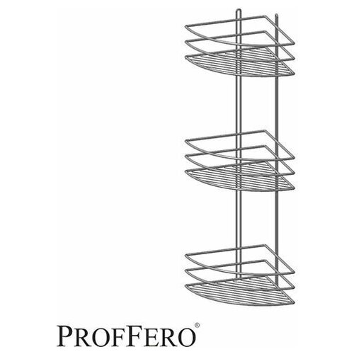 Полка угловая 3 яруса овал высокий борт Черный 200х200х660 П0001990 (10)