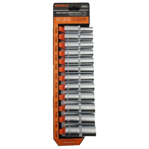 фото Набор головок высоких 12пр (1/2", 6рт, 10-22мм, холдер автоdело