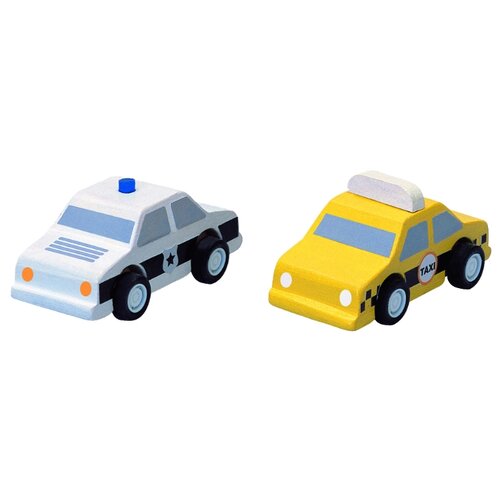 фото Набор машин plantoys такси и полиция (6073) белый/желтый