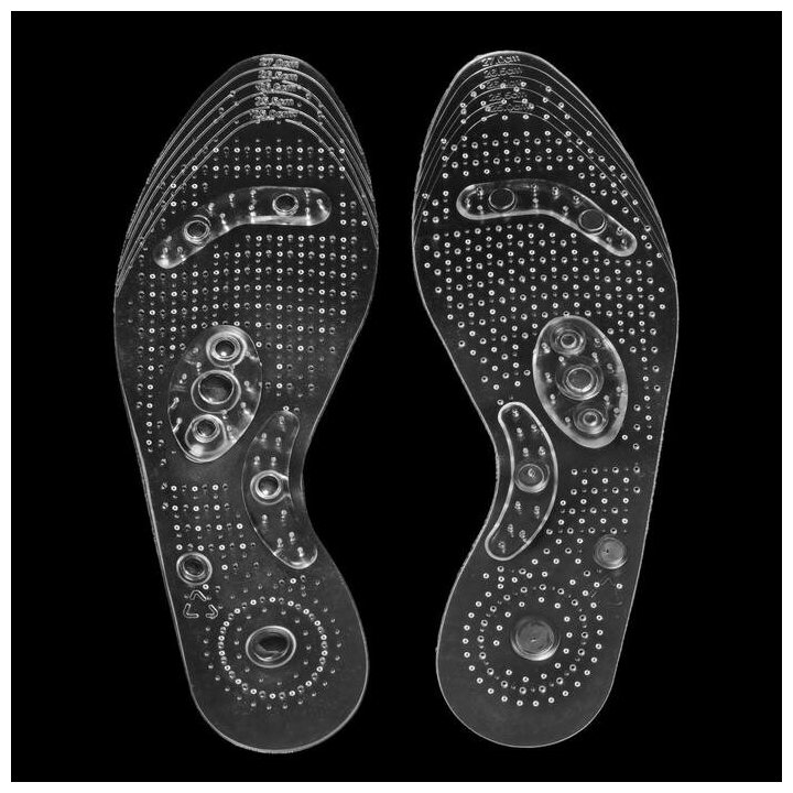 Стельки для обуви, универсальные, с магнитами, массажные, дышащие, силиконовые, 39-42 р-р, пара, цвет прозрачный - фотография № 3