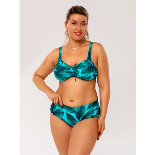 Купальник женский раздельный с высокой посадкой MOZZITO зелено-голубой 52