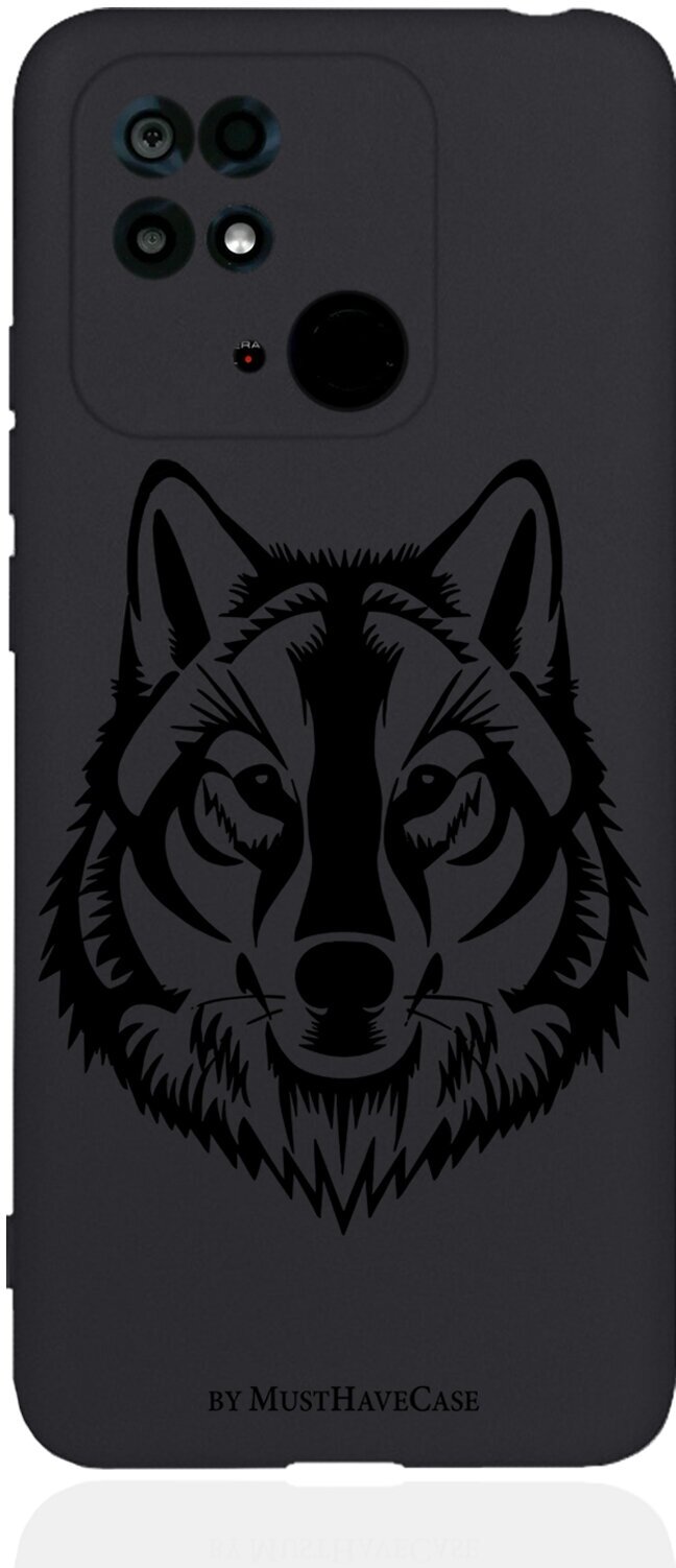 Черный силиконовый чехол для Xiaomi Redmi 10C/ Poco C40 Волк для Сяоми Редми 10С