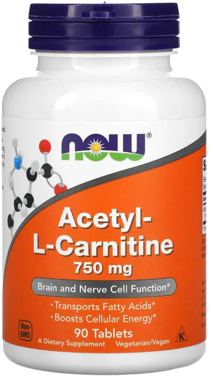 NOW Acetyl L-Carnitine (Ацетил-L-карнитин) 750 мг 90 таблеток