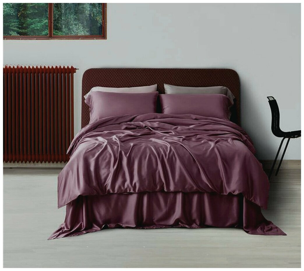 фото Постельное бельё Maktex тенсель 2 спальное 60S 043 Морская волна