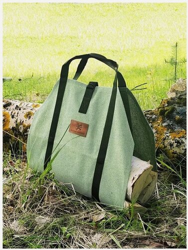 Изображение товара Сумка для дров Вимовер Веселый трубочист, текстиль, дерево, ручки, огнеупорная ткань, 40x110см