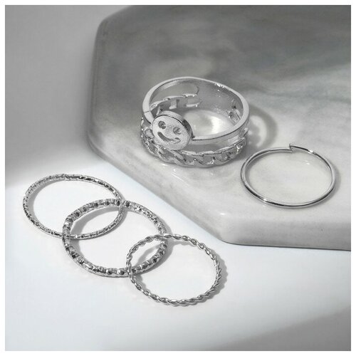 Кольцо, серебряный кольцо набор 5 штук идеальные пальчики нежность цвет серебро