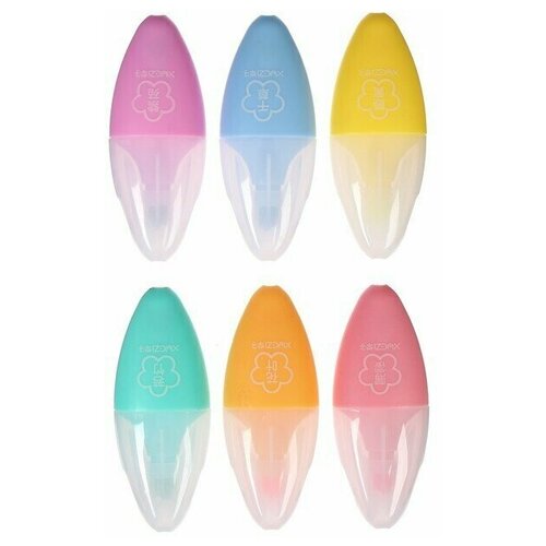 Набор маркеров текстовыделителей 6 цветов в пластиковом пенале Капельки - мини 600₽