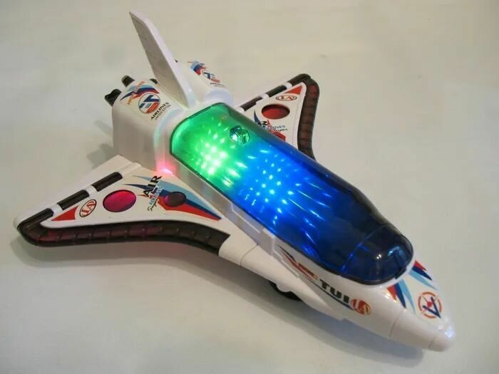 Игрушка интерактивная шаттл с 3D подсветкой и музыкой Буран космический корабль объезжает препятствия