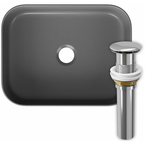 Умывальник Point Меркурий 50 PN43832GM прямоугольный, графит с выпуском клик клак, хром