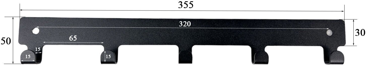 Вешалка настенная с крючками Dervio 5, черная - фотография № 2